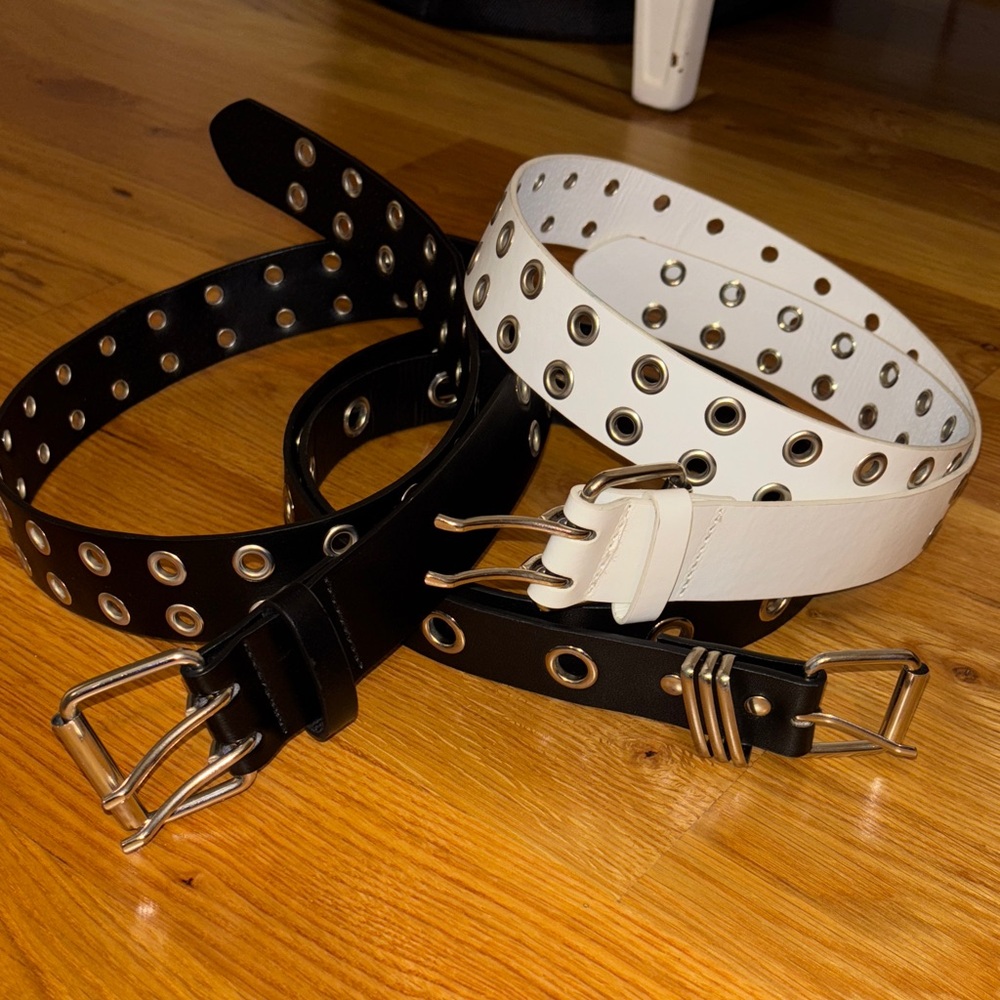 Stylish Black and White Grommet Belts